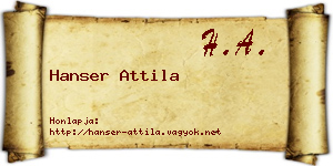 Hanser Attila névjegykártya